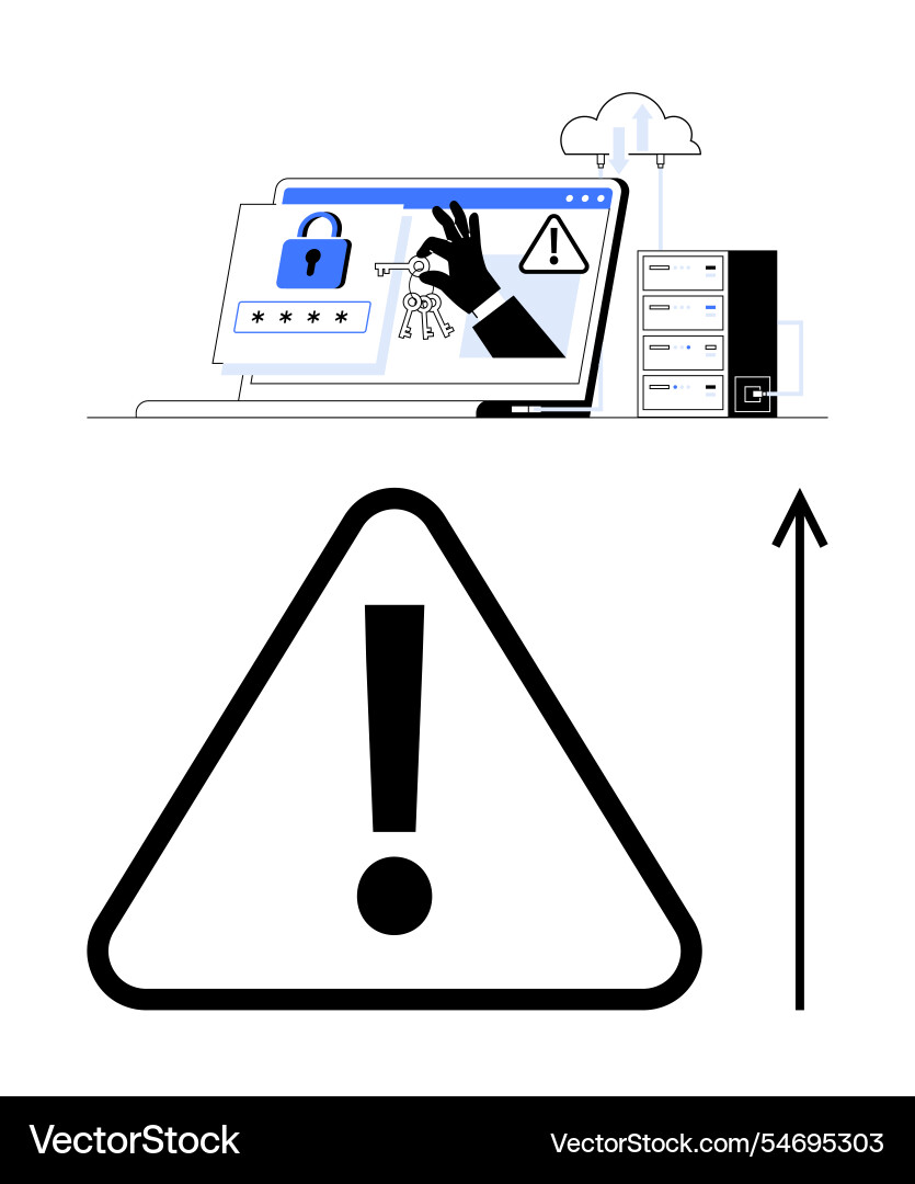 Digital security warning in cloud computing Digital security warning in cloud computing vector image