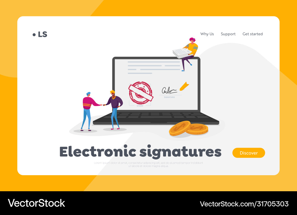 Digital signature landing page template tiny Digital signature landing page template tiny vector image
