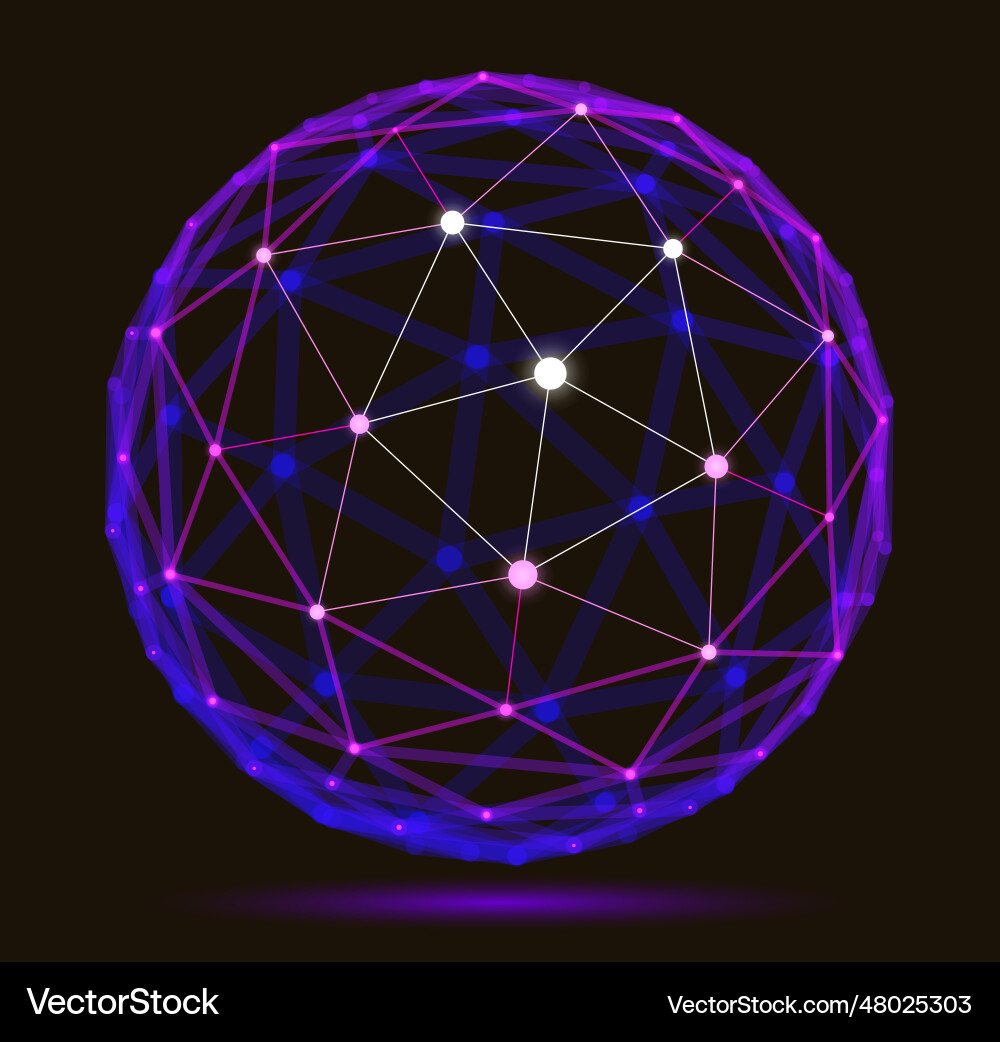 Dimensional lattice mesh abstraction 3d polygonal Vector Image
