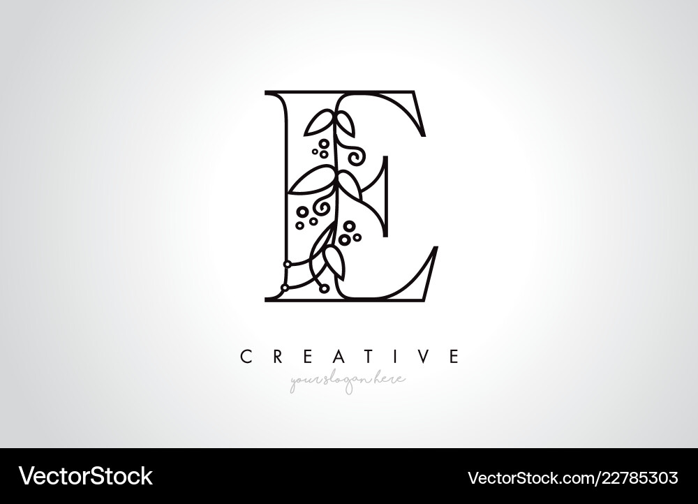 Elegant E Monogram Logo with Leafy Elements Vector Image