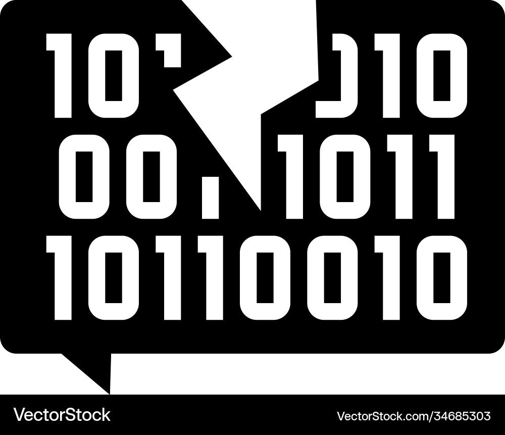 Hacked password binary code glyph icon vector image
