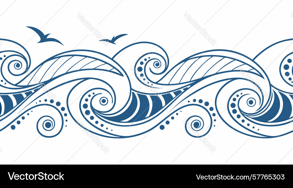 Intricate swirling ocean wave pattern design vector image