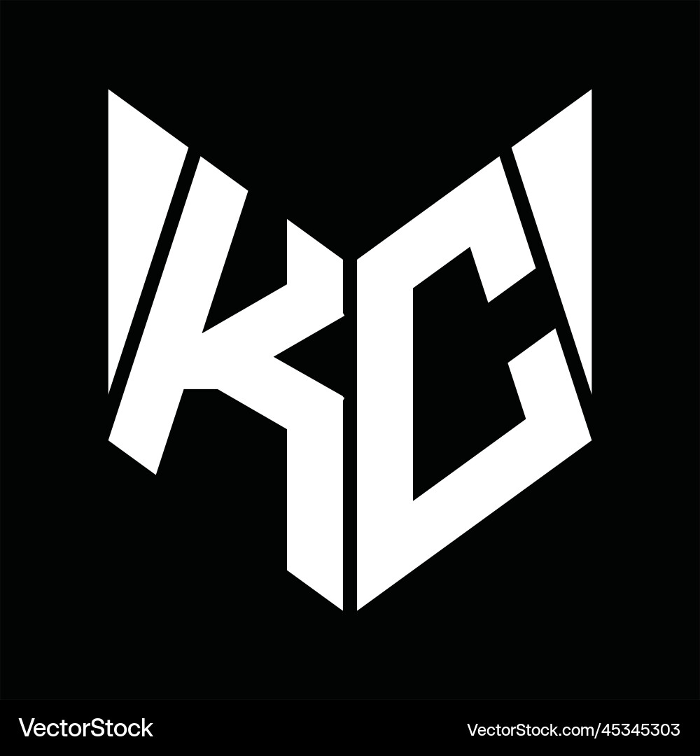 Kc logo monogram hexagon slice design template Vector Image