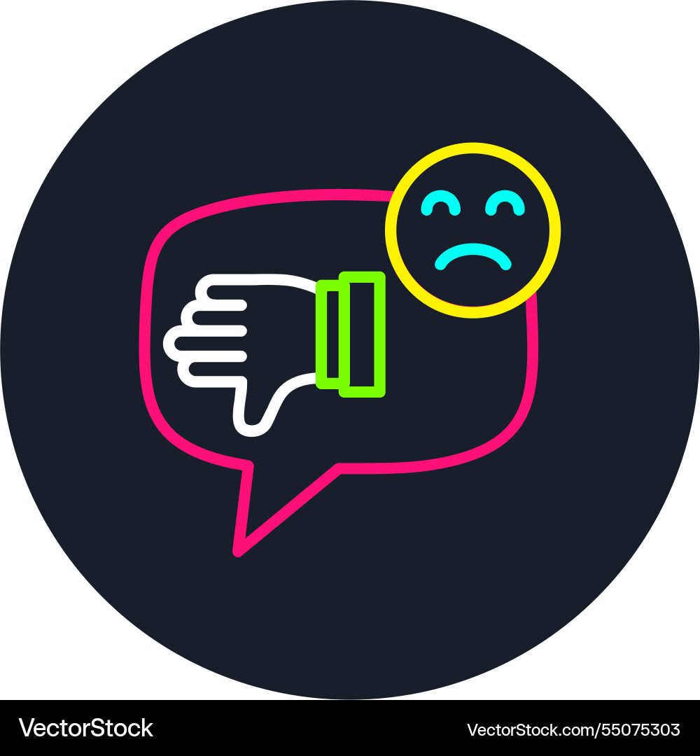 Negative comment line multi color icon Vector Image