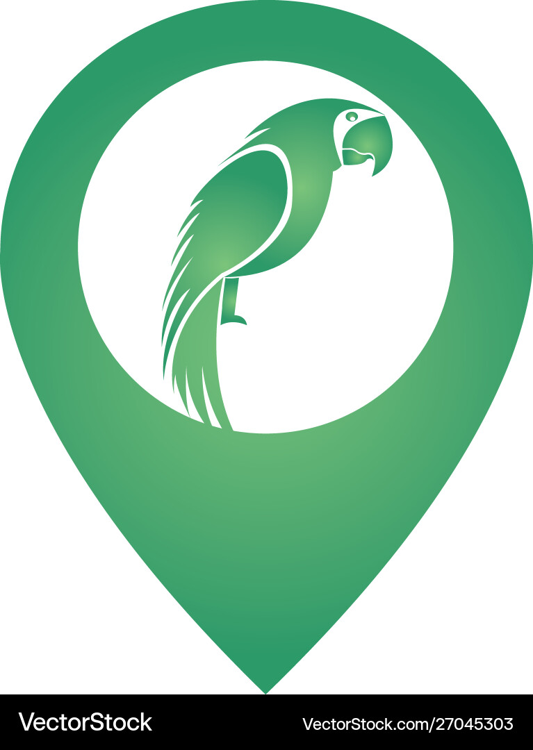 Parrot and map pointer logo design Vector Image
