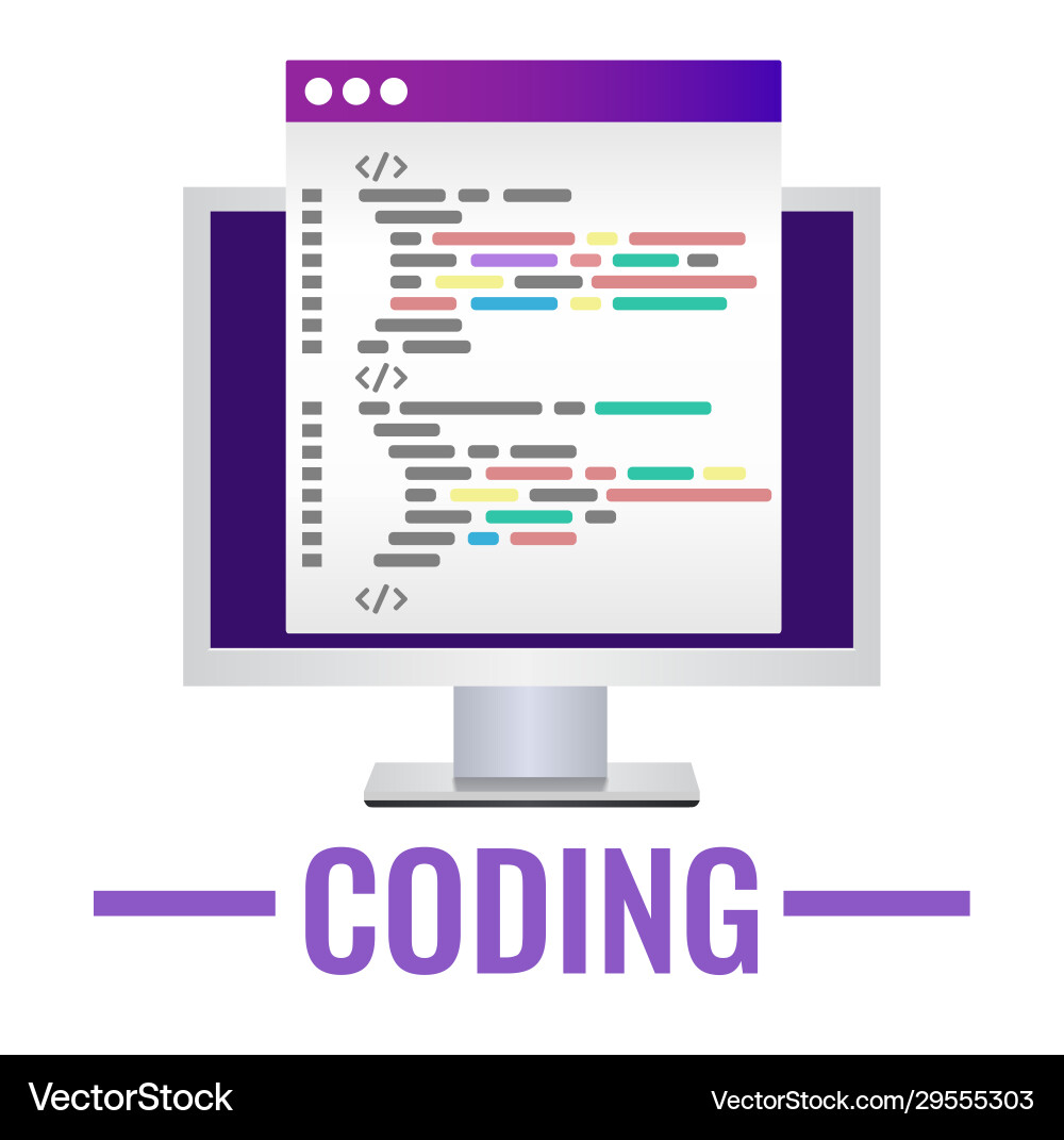 Program code icon in flat style personal computer Vector Image