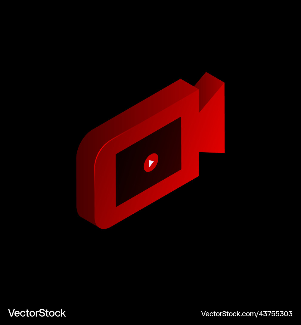 Red graphic video camera element with play button Red graphic video camera element with play button vector image
