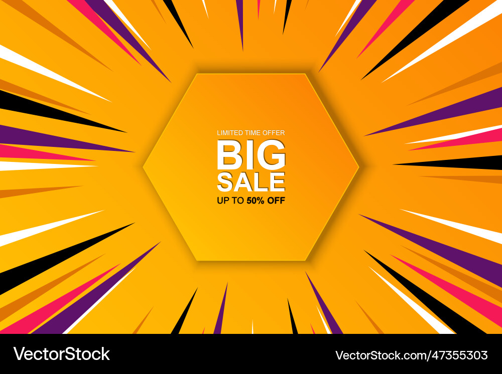 Sale banner background with gradient hexagonal Vector Image