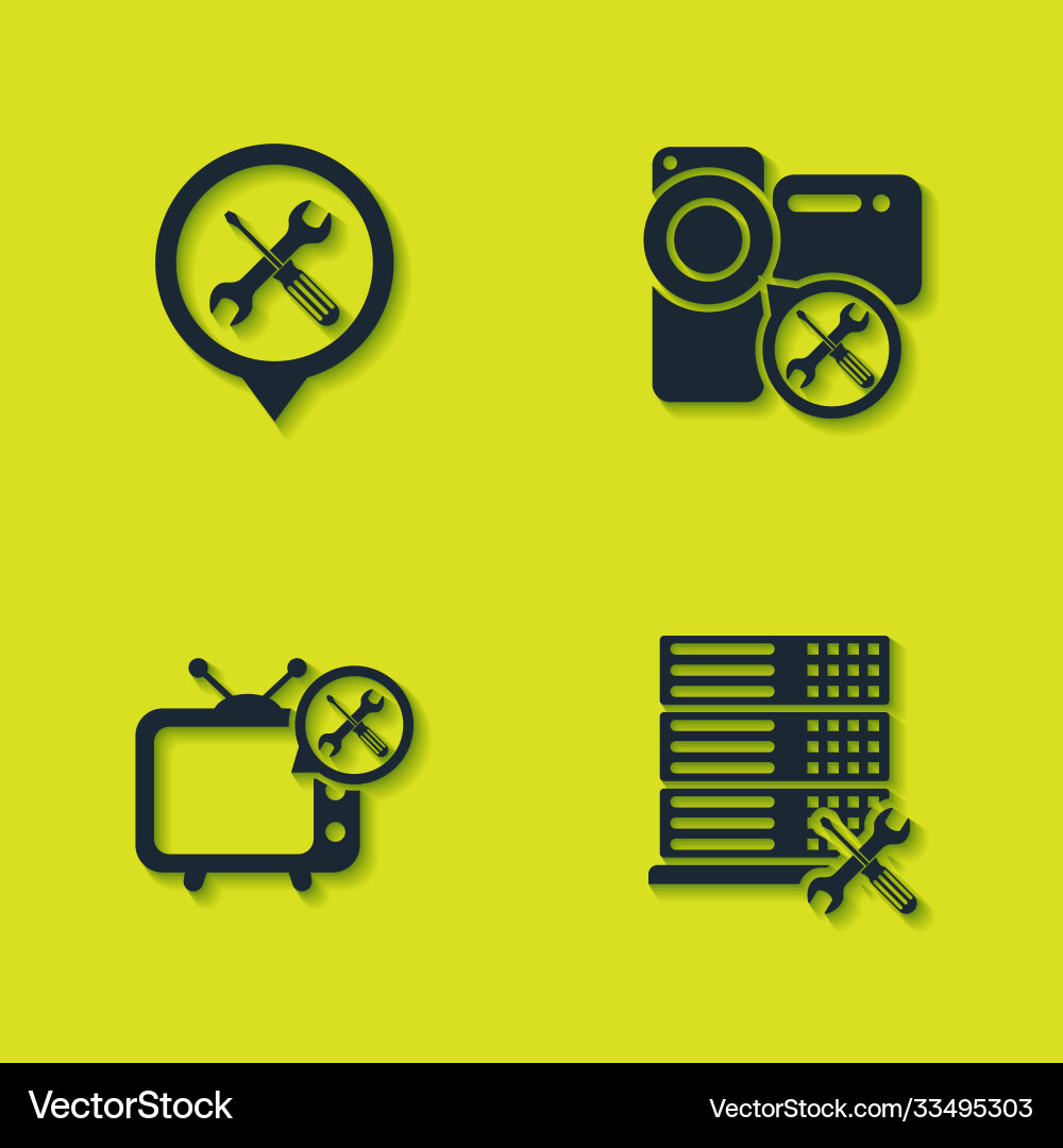 Set location service database server tv Set location service database server tv vector image