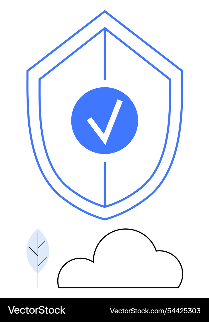 Shield with checkmark indicating security Shield with checkmark indicating security vector image