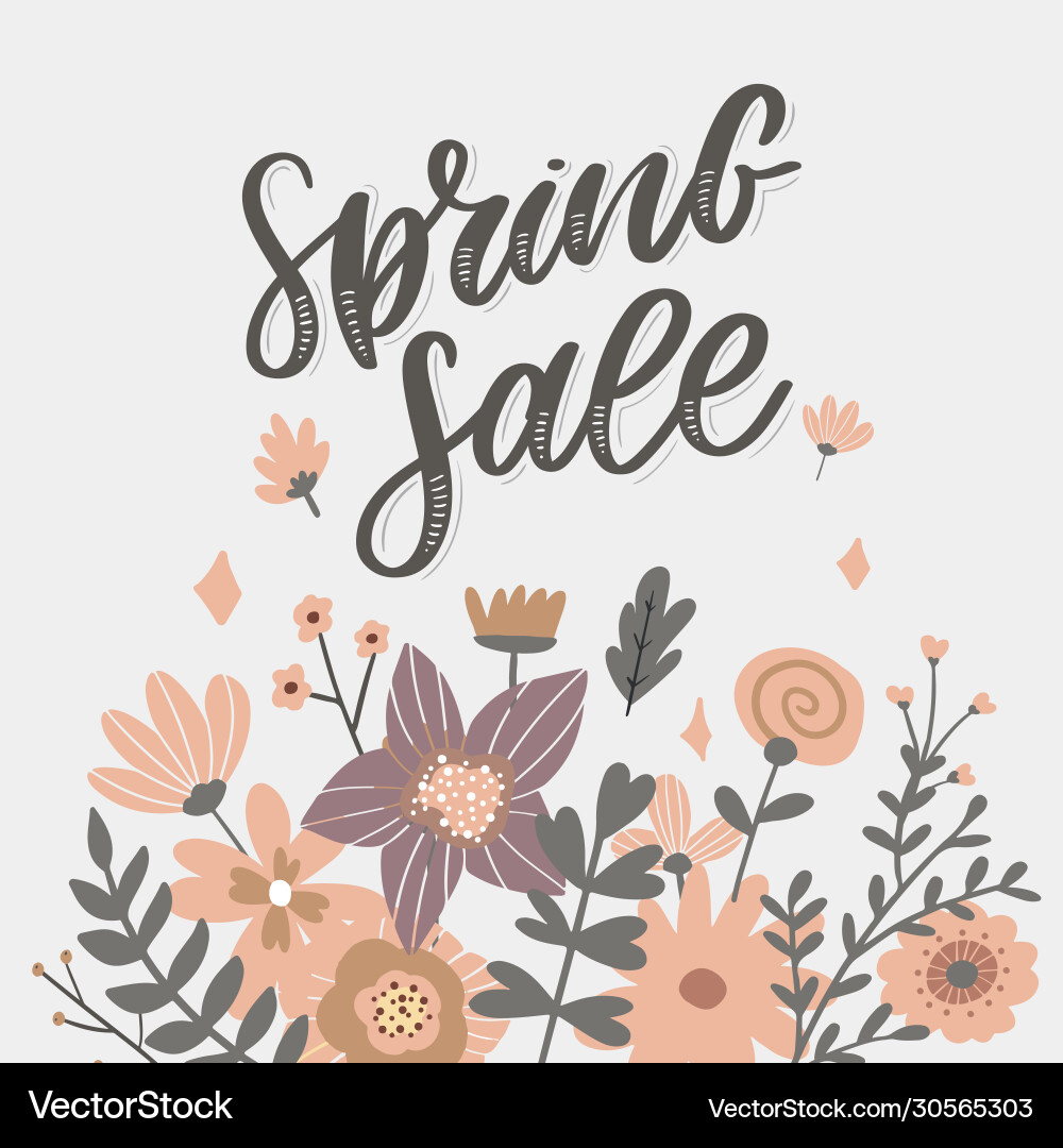 Spring sale word hanging on leaves with strings Spring sale word hanging on leaves with strings vector image