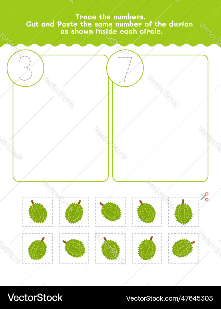 Three and seven counting tracing number Vector Image