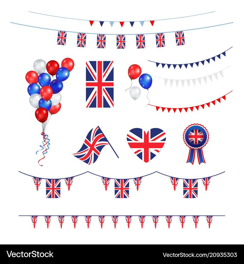Union Jack Elements & Decorations vector image