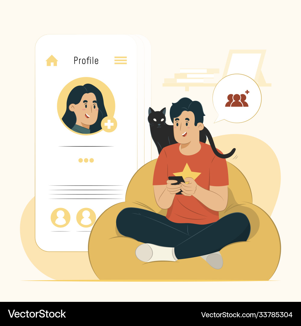 Add friend concept view profile interface Vector Image
