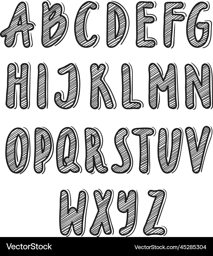 Alphabet in sketch style scribbled letters Alphabet in sketch style scribbled letters vector image