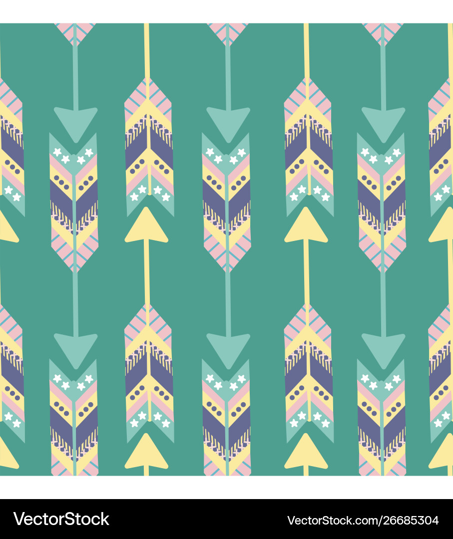 Boho chic arrows in a seamless pattern design Boho chic arrows in a seamless pattern design Vector Image