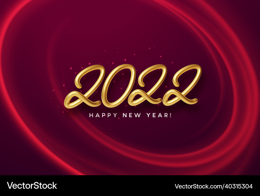 Calendar header 2022 realistic metallic gold vector image