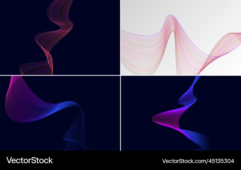 Create a modern look with this set of 4 wave Create a modern look with this set of 4 wave Vector Image