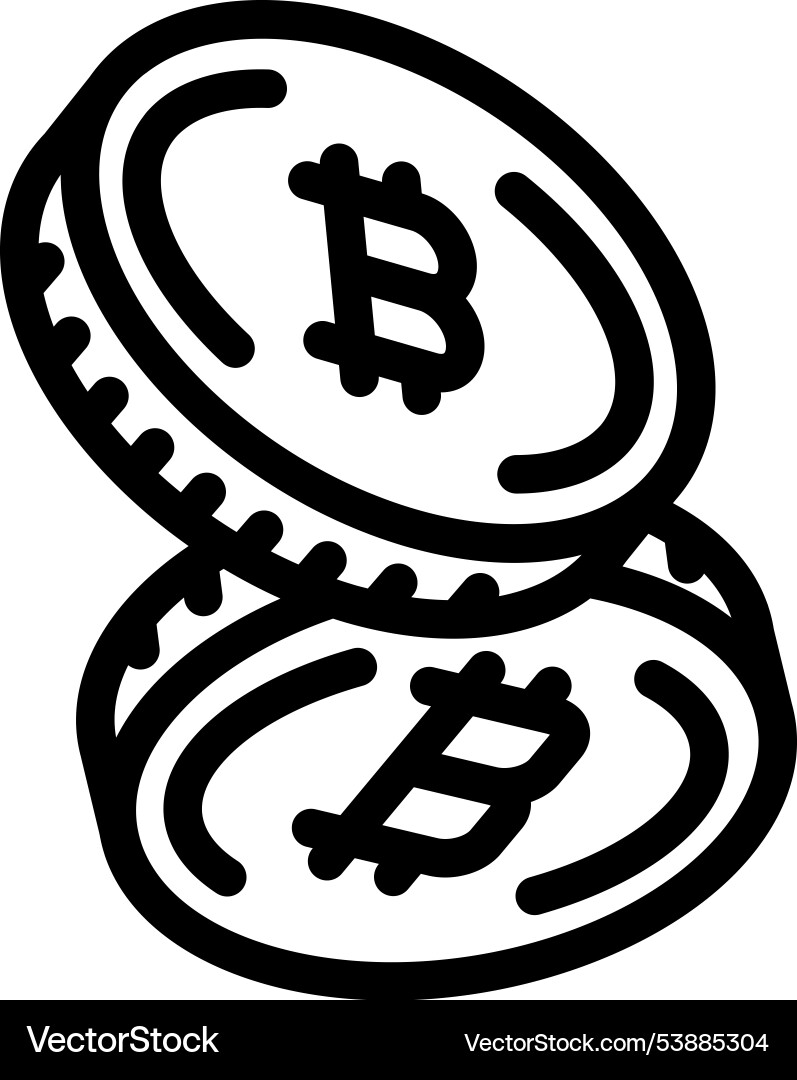 Cryptocurrency token mining line Cryptocurrency token mining line vector image