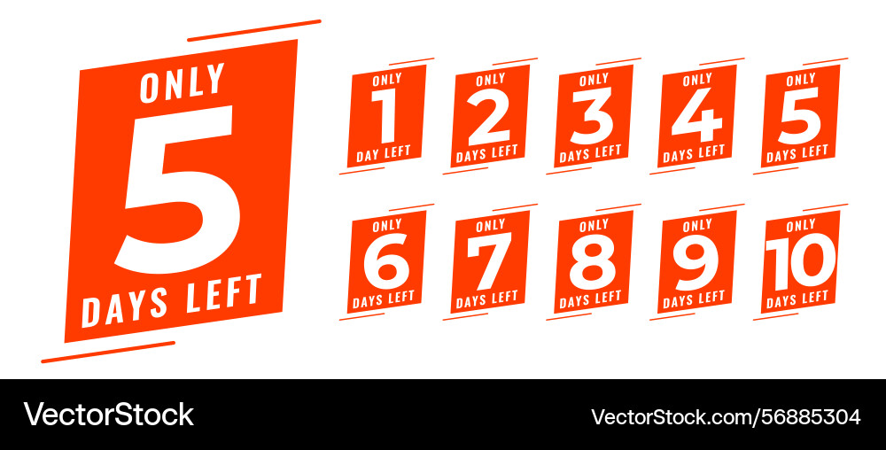 Flat style days left countdown tag template Vector Image