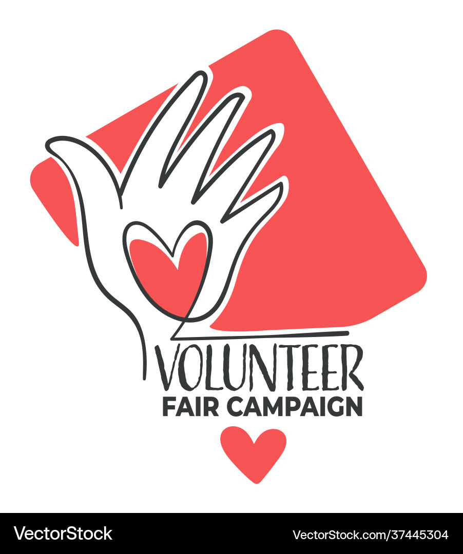 Freiwillige faire Kampagne Banner mit Hand und Herz Freiwillige faire Kampagne Banner mit Hand und Herz vektorbild