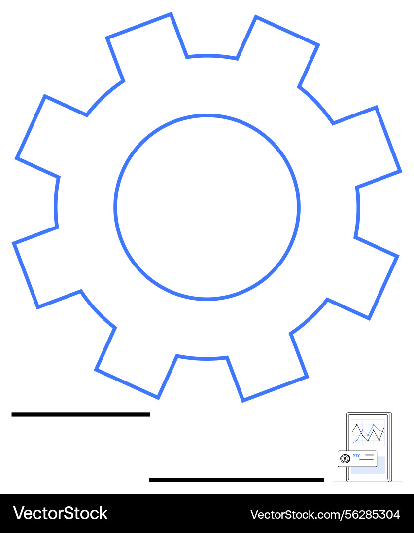 Gear outline with a small graph document Gear outline with a small graph document Vector Image