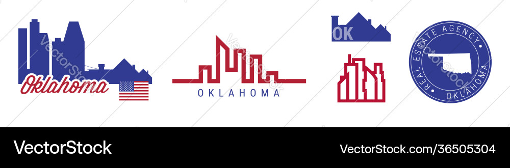 Oklahoma real estate agency us realty emblem icon Oklahoma real estate agency us realty emblem icon Vector Image