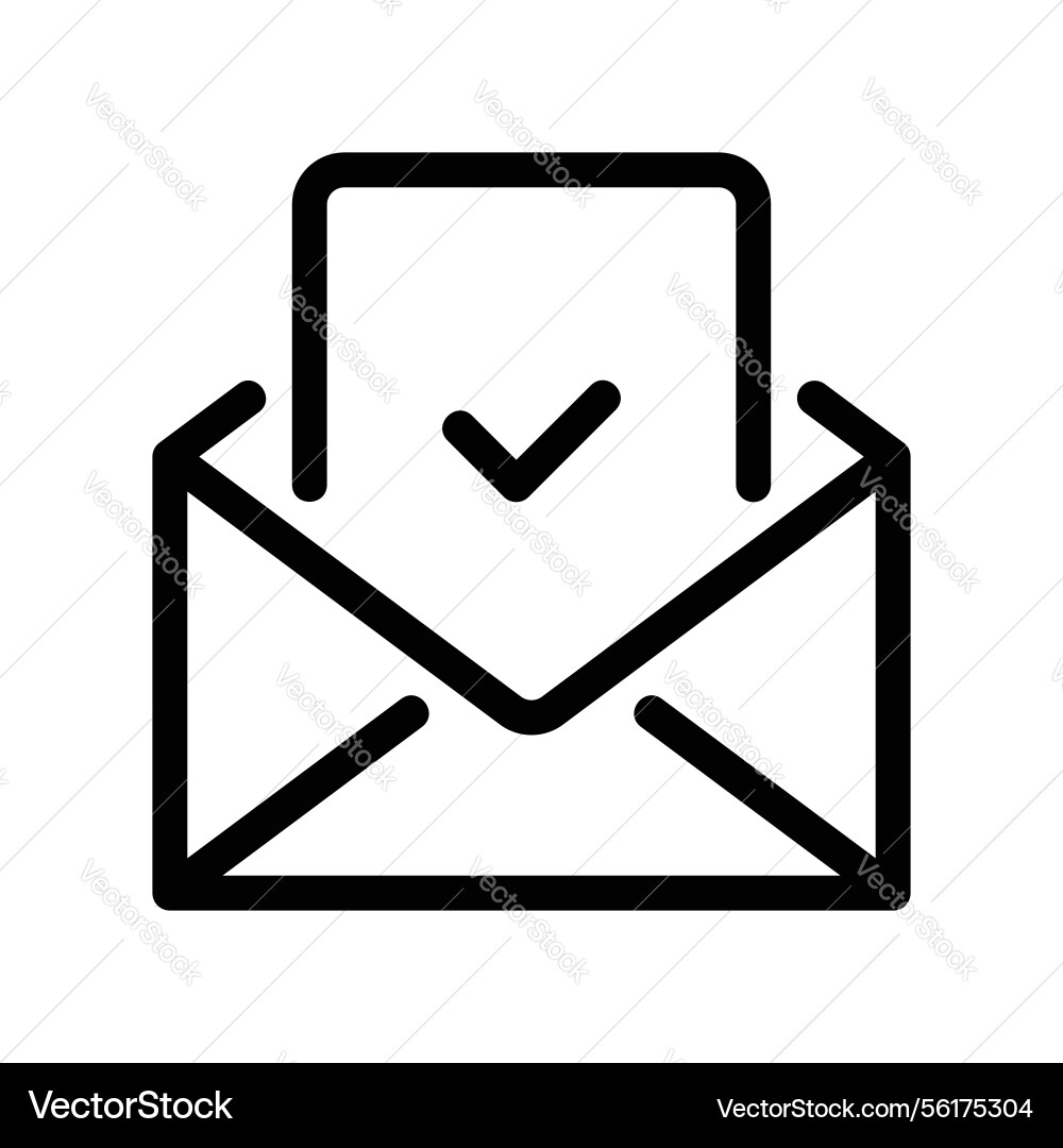 Outline open envelope with checkmark on document Outline open envelope with checkmark on document vector image