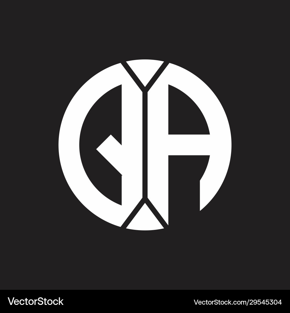 Qa logo monogram with piece circle ribbon style Vector Image