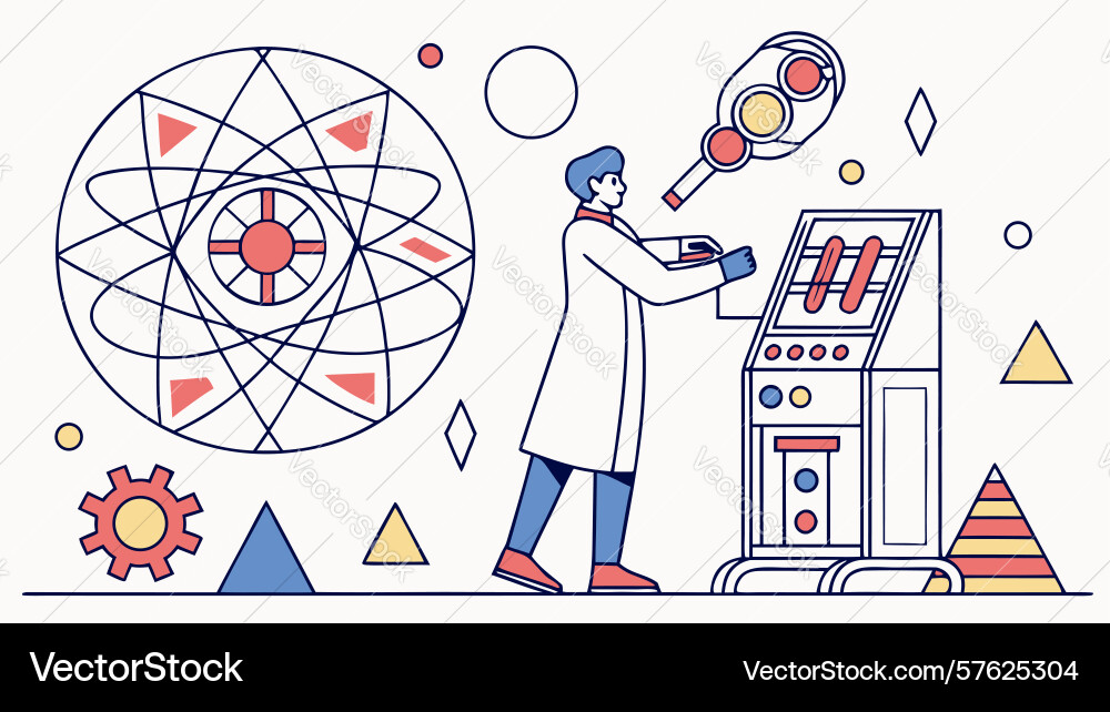 Scientistengineer controlling advanced systems vector image