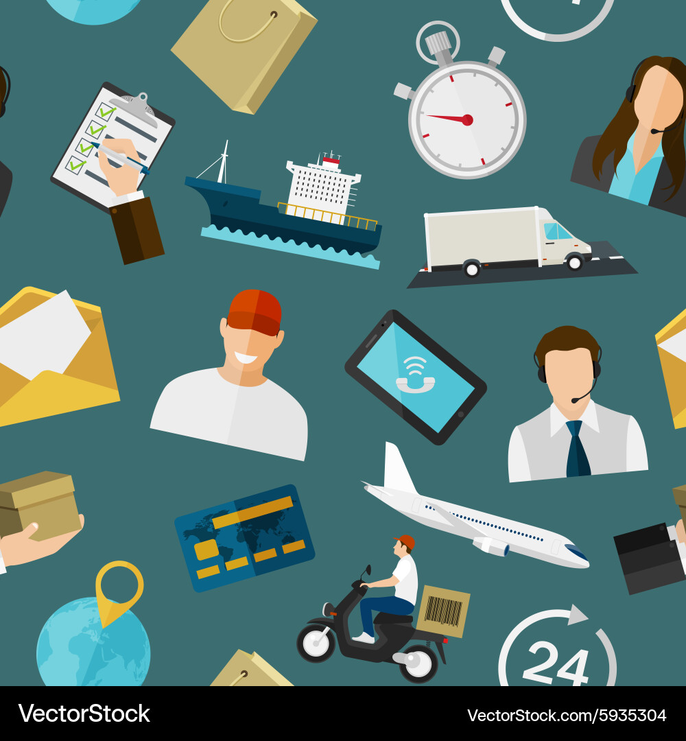 Seamless pattern with flat color icons concept vector image