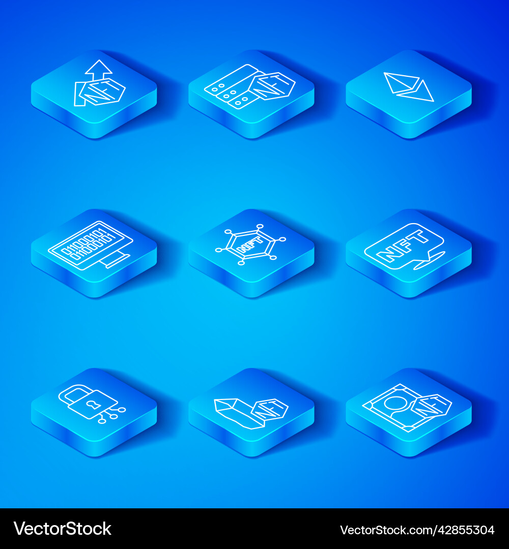 Set line cyber security nft blockchain technology Set line cyber security nft blockchain technology vector image