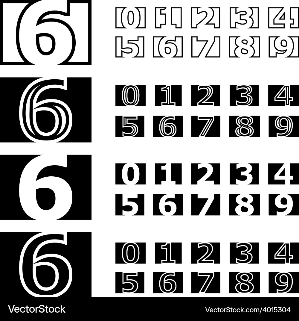 Square contour numbers font Vector Image