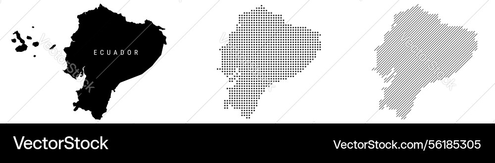 Ecuador silhouette map and two patterns of dots Ecuador silhouette map and two patterns of dots Vector Image