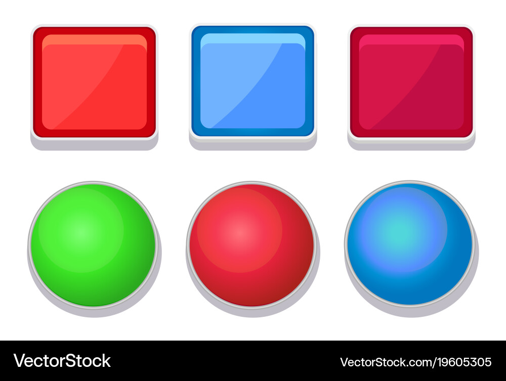 Empty glossy web buttons square and round shape vector image