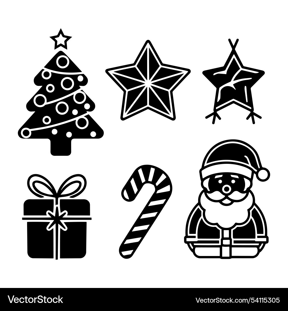 Festive christmas icon set Royalty Free Vector Image