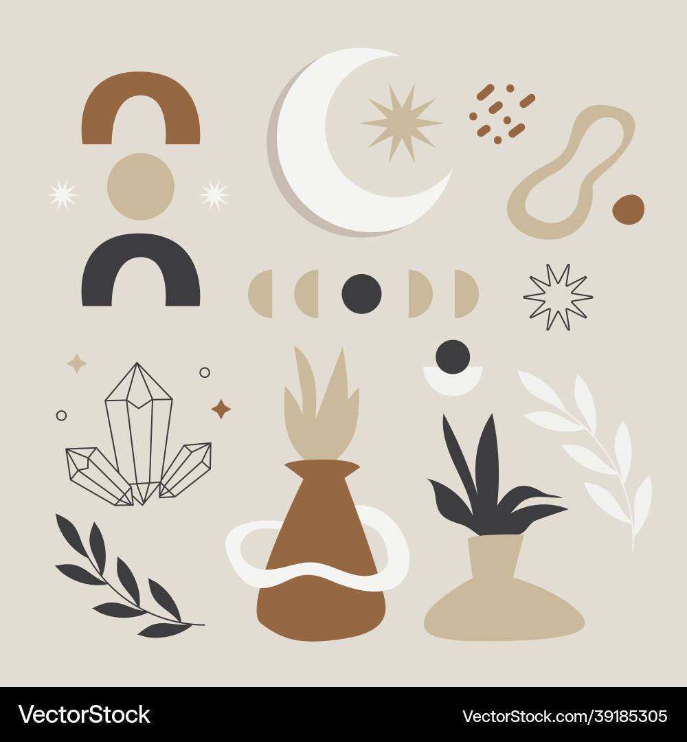 Flat boho elements set Flat boho elements set Vector Image