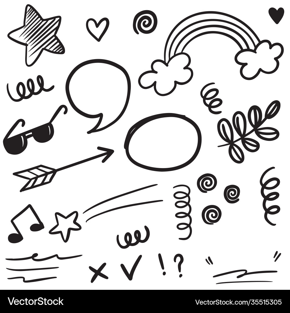 Hand Drawn Doodle Set - Creative Elements Vector Image