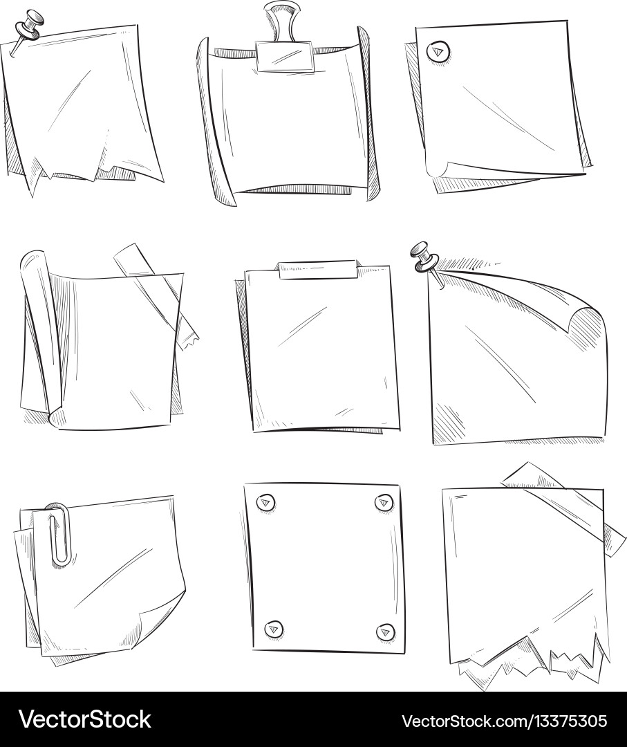 Hand Drawn Memo Notes Vector Image