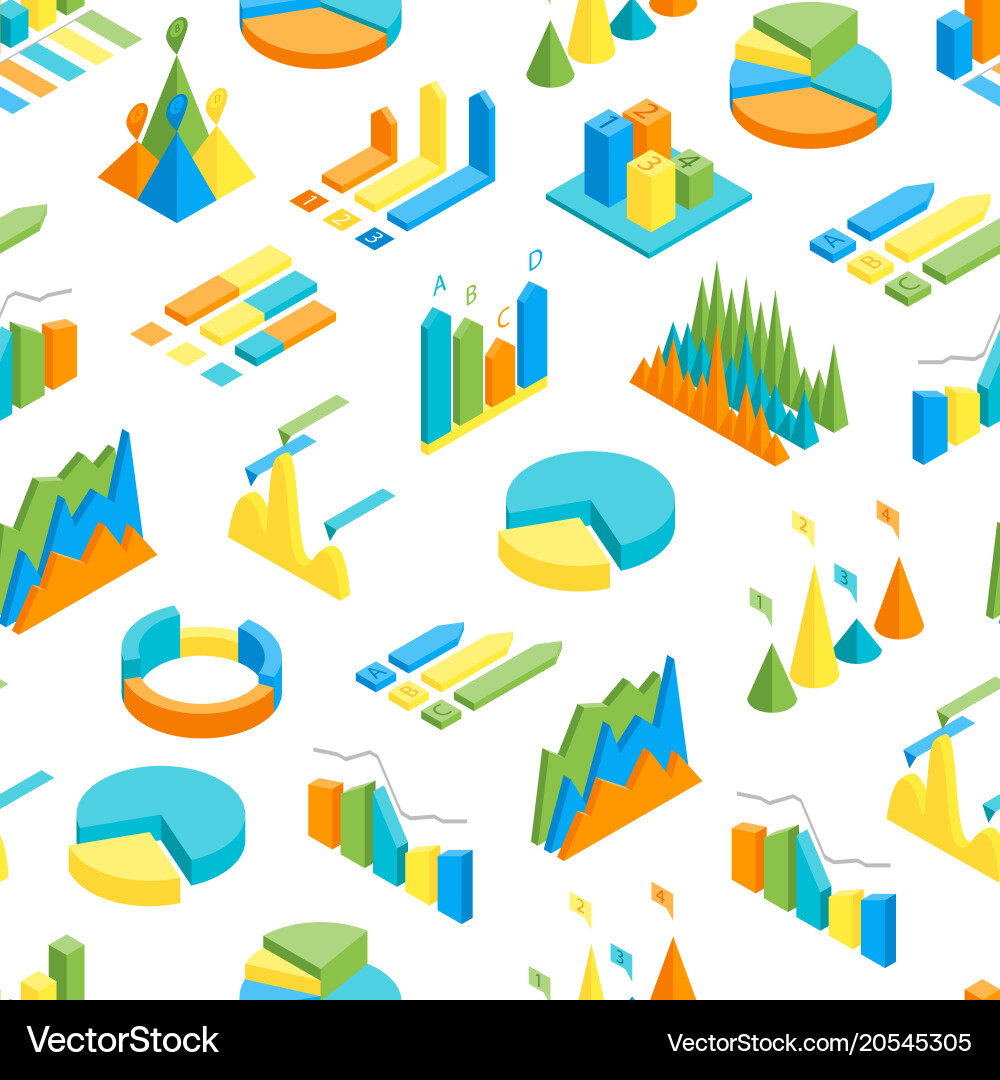 Isometric Chart and Graph Pattern vector image