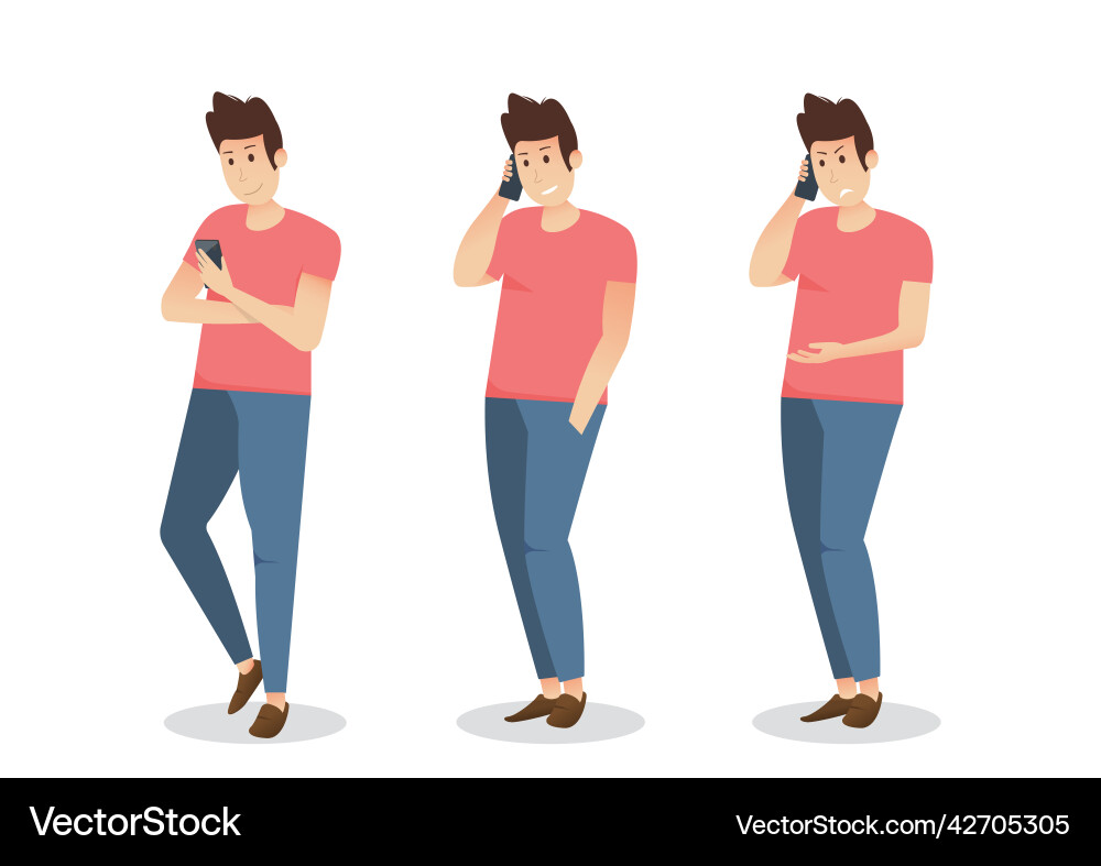 Man is talking on the phone with different Man is talking on the phone with different vector image