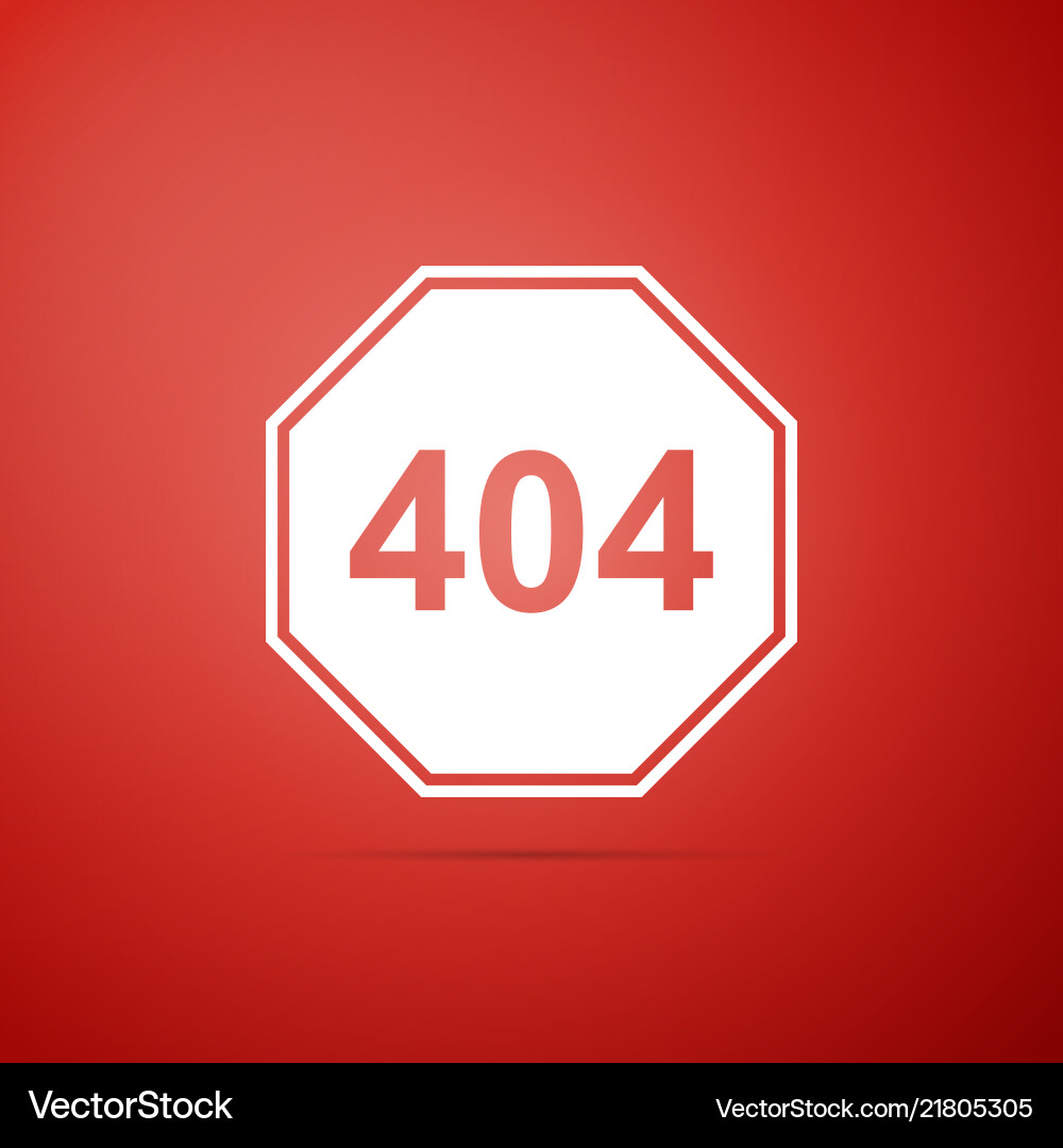 Page with a 404 error icon on red background Page with a 404 error icon on red background Vector Image
