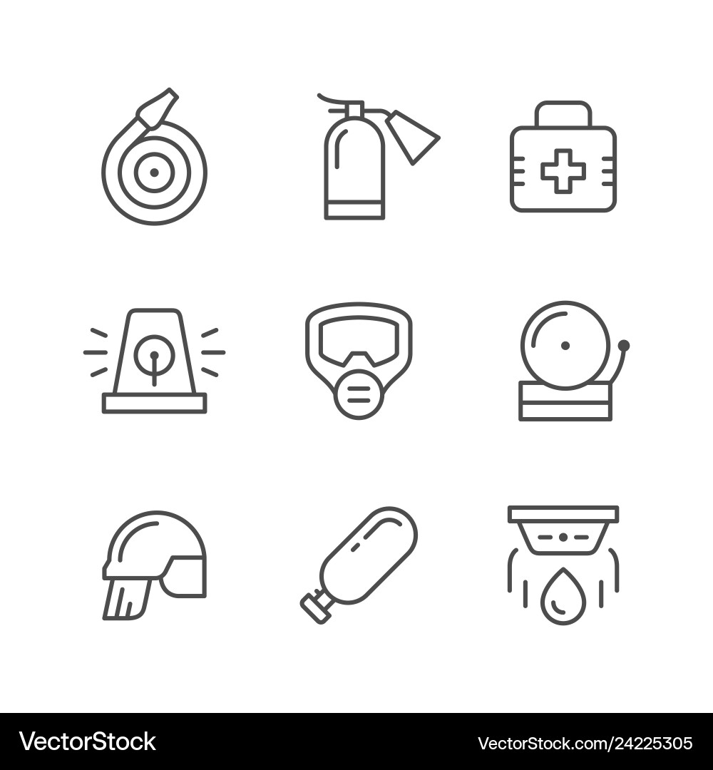 Set line icons of firefighting Vector Image