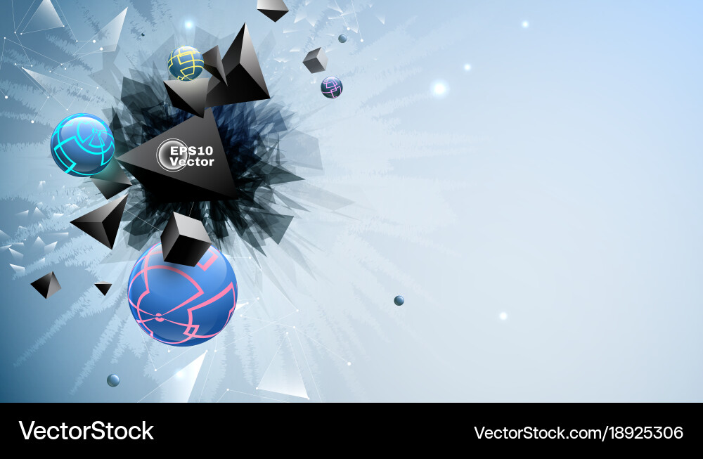 Abstract broken forms on simple blue background vector image