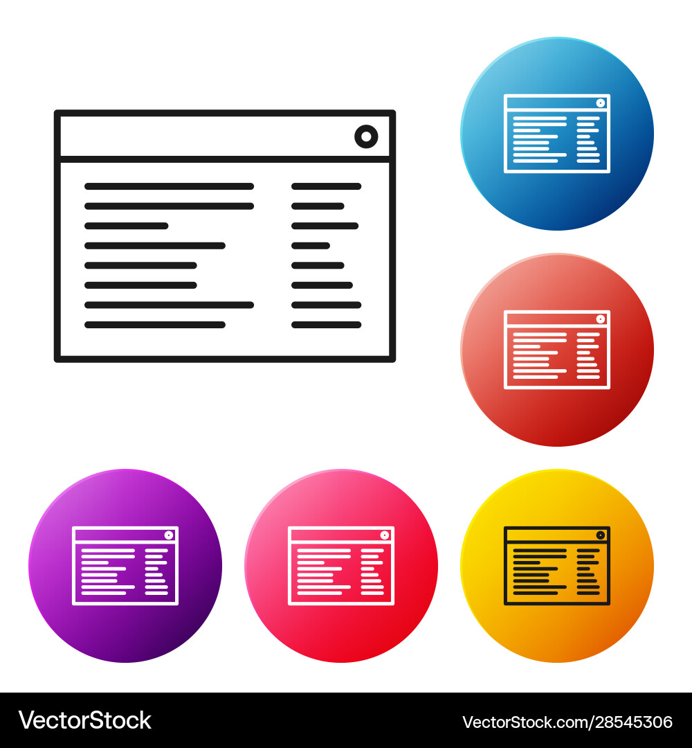 Black line software web developer programming Black line software web developer programming Vector Image