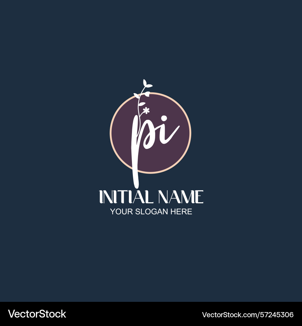 Elegant pi initial logo design with botanical Vector Image