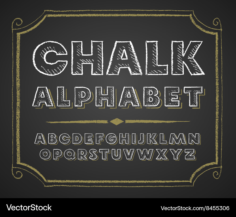 Hand drawn alphabet on chalkboard Vector Image