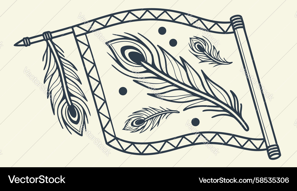 Intricate Hanging Flag with Circular Motif Vector Image