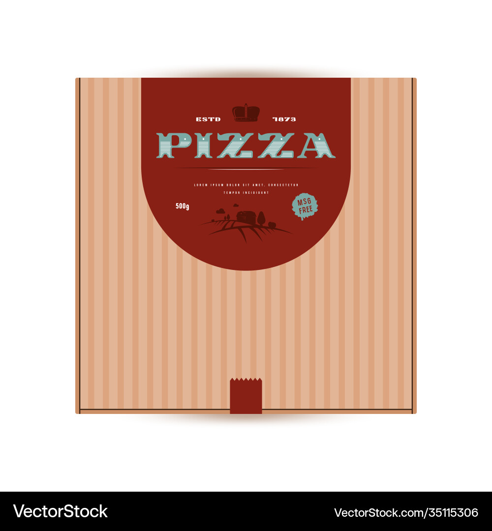 Label design for box pizza in elegant style Label design for box pizza in elegant style vector image