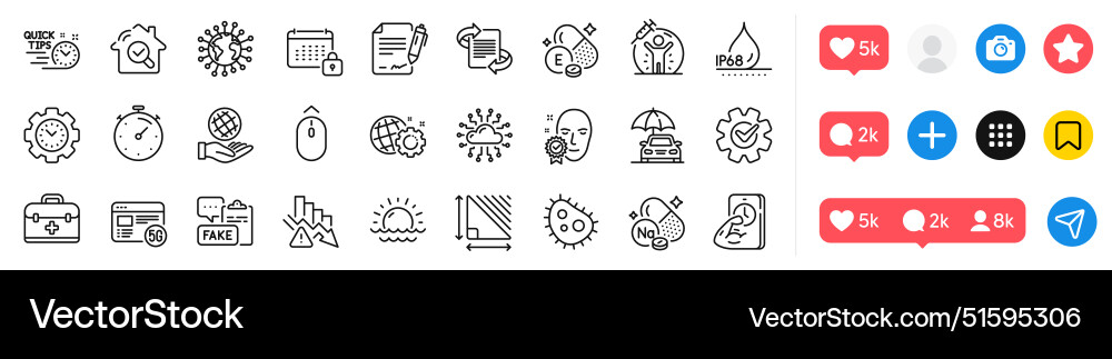 Safe planet time management and sunset line icons Safe planet time management and sunset line icons vector image